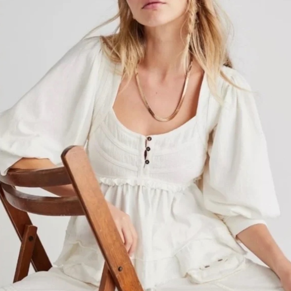 Free People Ivory Shelly Blouse - Size Small